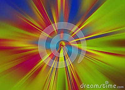 Lime magenta and blue radial motion background, zooming effect Stock Photo