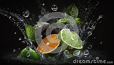 lime and mint splash, generative ai Stock Photo
