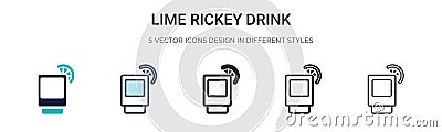 Lime rickey drink icon in filled, thin line, outline and stroke style. Vector illustration of two colored and black lime rickey Vector Illustration