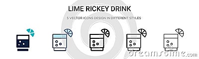 Lime rickey drink icon in filled, thin line, outline and stroke style. Vector illustration of two colored and black lime rickey Vector Illustration