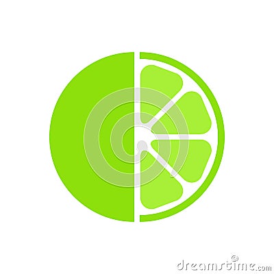 Lime slice icon. Tasty half sweet fruit symbol. Lime peace vector Vector Illustration