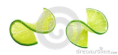 LIme slice twist isolated on white background Stock Photo