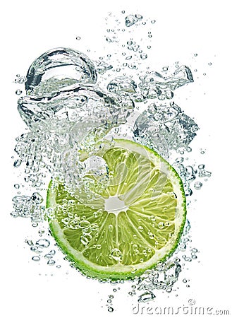 Lime slice in water Stock Photo