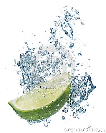 Lime slice in water Stock Photo