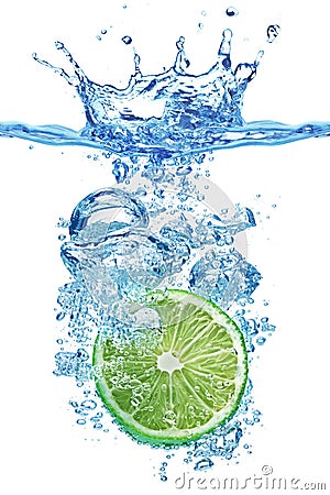 Lime slice in water Stock Photo