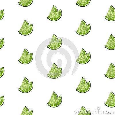 Lime slices seamless pattern on white background. Vector Illustration