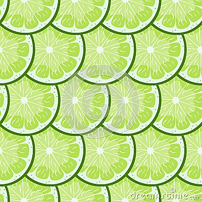 Lime slices tile seamless pattern. Vector Illustration