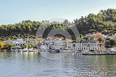 Limenas Port of Thasos or Thassos Greek island in the North Aegean Sea Stock Photo