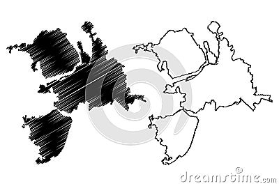 Limerick City Republic of Ireland, Munster map vector illustration, scribble sketch City of Limerick map Vector Illustration