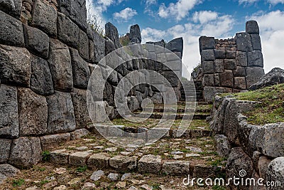 Limestone blocks at the ruins of Sacsayhuaman, Cusco, Peru Stock Photo