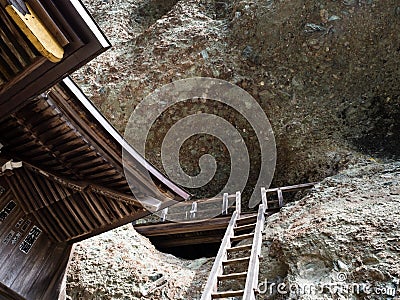 Limestone cave on the grounds of Iwayaji, temple number 45 of Shikoku Editorial Stock Photo