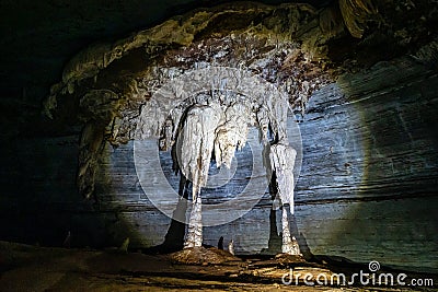 Limestone cave of stalactite and stalagmite formations, Gruta da Lapa Doce Cave, Chapada Diamantina in Bahia, Brazil Stock Photo