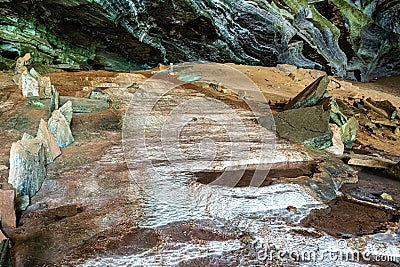 Limestone cave of stalactite and stalagmite formations, Gruta da Lapa Doce Cave, Chapada Diamantina in Bahia, Brazil Stock Photo