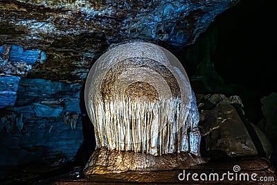 Limestone cave of stalactite and stalagmite formations, Gruta da Lapa Doce Cave, Chapada Diamantina in Bahia, Brazil Stock Photo