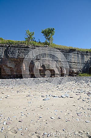 Limestone cliffs at the beach Stock Photo