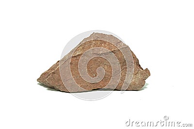 Macro shooting a piece of red shale natural rock isolated on white background. Stock Photo