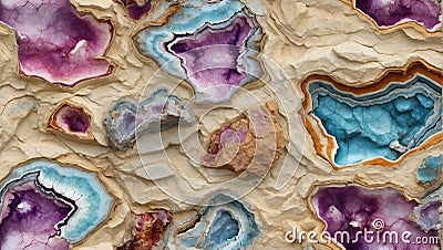 Limestone Crystal Symphony: Geode-Like Elegance. AI generate Stock Photo