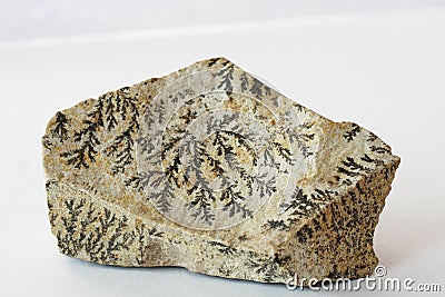 Limestone with crystallization mineral on white Stock Photo