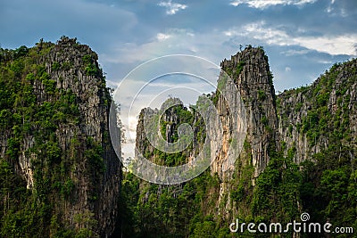 Limestone Mountain, Travel View at Noen Maprang, Thailand Stock Photo