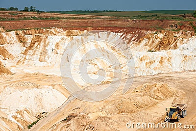 Limestone quarry with truck Stock Photo