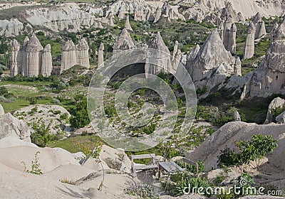 Limestone valley in Cappadocia Stock Photo