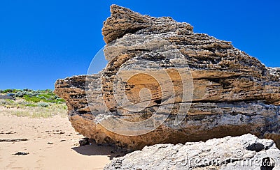 Limestone Wedge: Cape Peron Beach, Western Australia Stock Photo