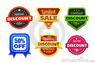 Limited Discount Sale Badges Stock Photo