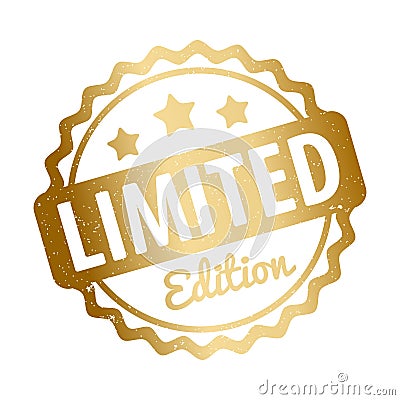 Limited Edition rubber stamp award vector gold on a white background. Stock Photo