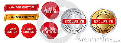 limited edition seal emblem red gild silver label sticker sign offer quality advertising market Vector Illustration