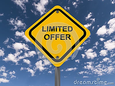 Limited Offer Yellow Highway Sign Stock Photo