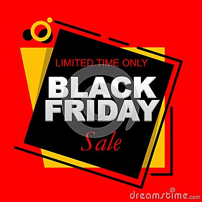 Limited Time Black Friday Sale Banner with red background Stock Photo