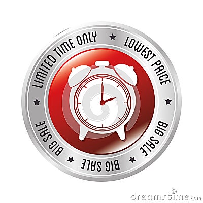 Limited time only lowest price big sale clock alarm badge Vector Illustration