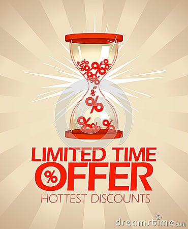 Limited time offer design with hourglass. Vector Illustration