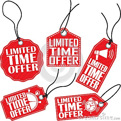 Limited time offer tag set, vector illustration Vector Illustration