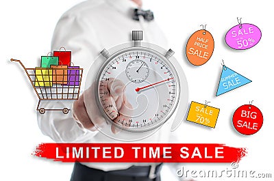 Limited time sale concept on white background Stock Photo