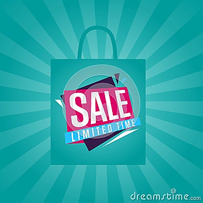 Limited time sale sticker on package silhouette Vector Illustration