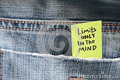 Limits only exist in your mind. Motivational quotes inscription on a tag. Creative concept Stock Photo