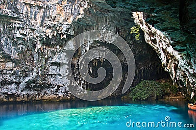 Limnetic cave of Melissani at Kefalonia Stock Photo