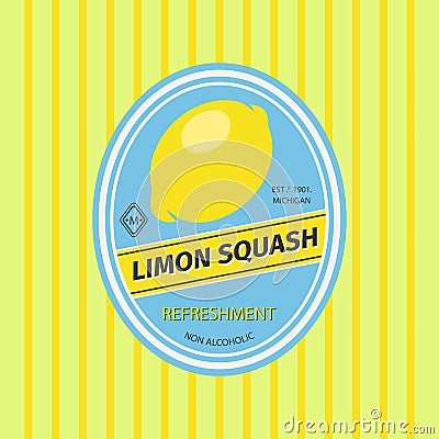 Limon squash retro fruit label Vector Illustration