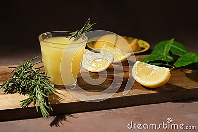 Limoncello. Italian alcoholic lemon beverage. Stock Photo