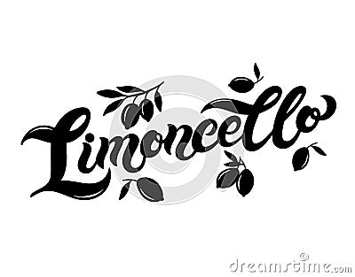 Limoncello. The name of Italian lemon liquor. Cartoon Illustration