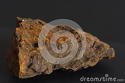 Limonite mineral also iron ore on black background Stock Photo