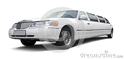 Long white limousine Stock Photo