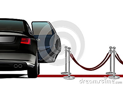 Limousine on Red Carpet Arrival Stock Photo