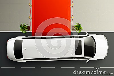 Limousine Red Carpet Composition Vector Illustration