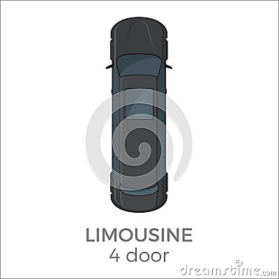 Limousine Top View Flat Vector Icon Vector Illustration