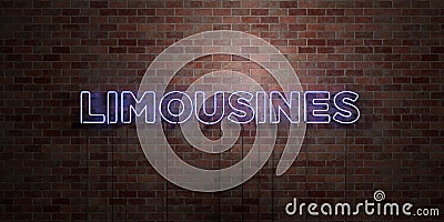 LIMOUSINES - fluorescent Neon tube Sign on brickwork - Front view - 3D rendered royalty free stock picture Stock Photo