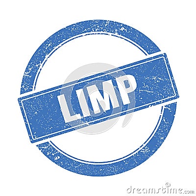 LIMP text on blue grungy round stamp Stock Photo
