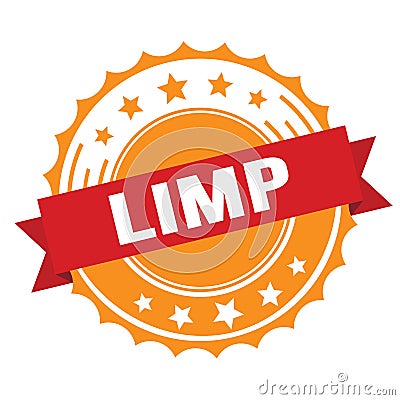 LIMP text on red orange ribbon stamp Stock Photo