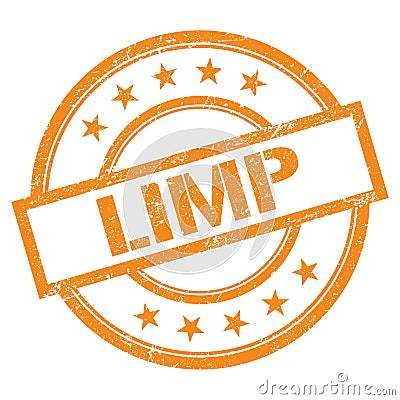 LIMP text written on orange vintage stamp Stock Photo